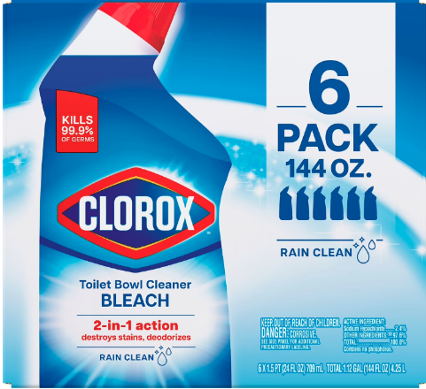 Clorox Toilet Bowl Cleaner with Bleach Rain Clean 6pk. 144 fl. oz.